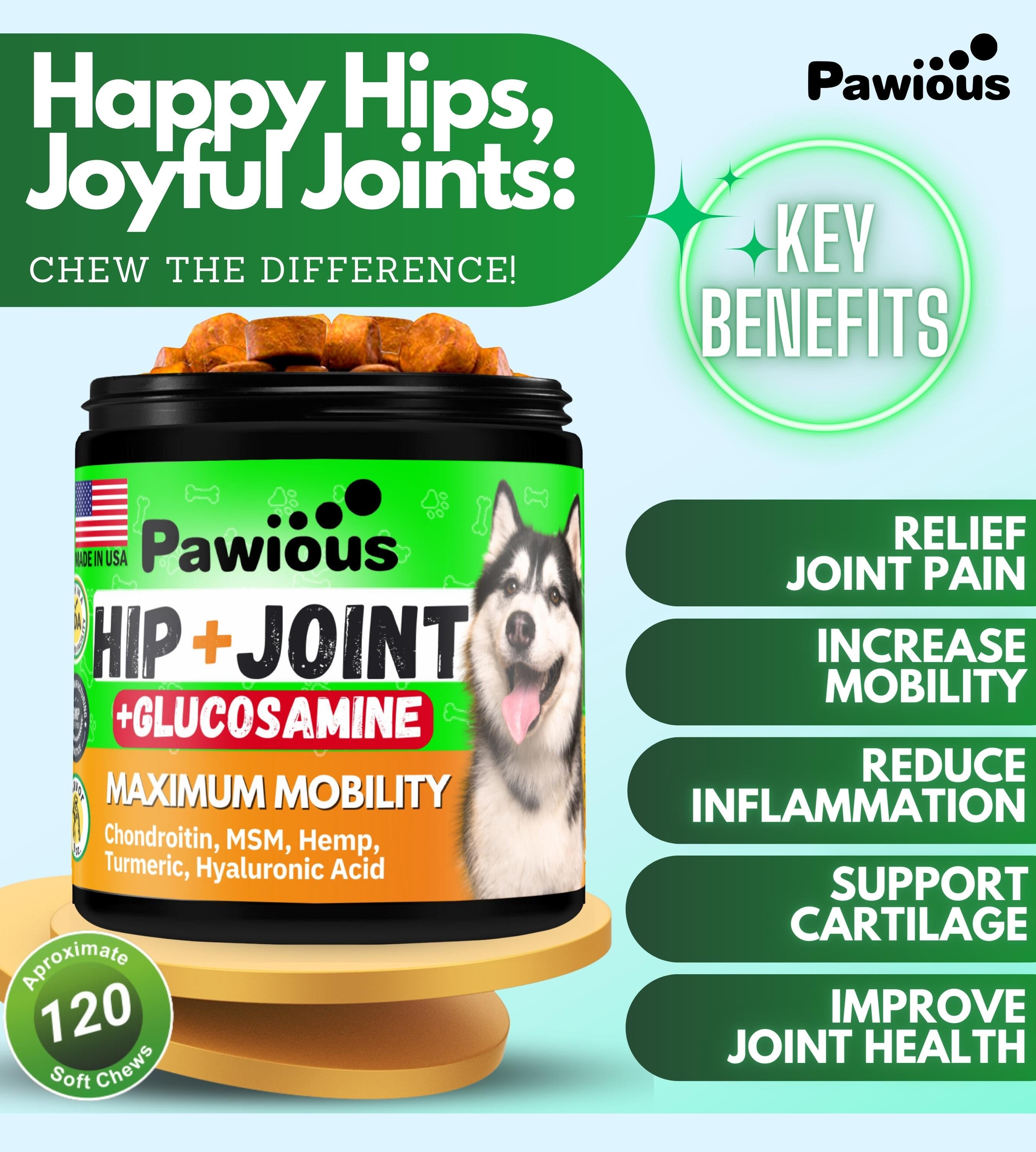 Hip and Joint Chews for Dogs - Glucosamine for Dogs – Pawious