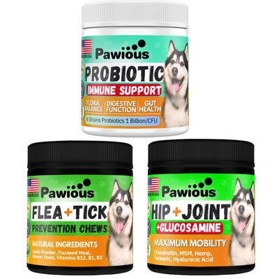 Flea and Tick Prevention + Hip and Joint Support + Probiotics Super Combo