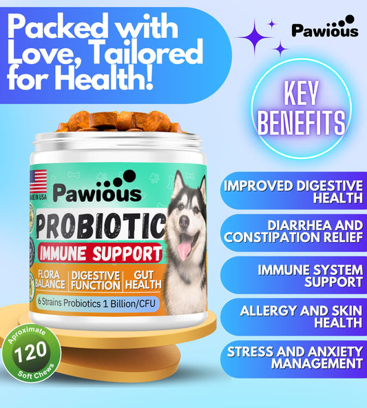 Probiotics for Dogs - Digestive Enzymes Gut Flora, Digestive Health, Immune System - Diarrhea Support, Itchy Skin, Allergies