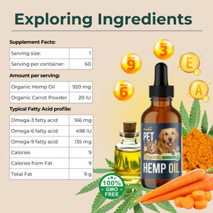 Hemp Oil for Dogs and Cats - Large 2oz Bottle