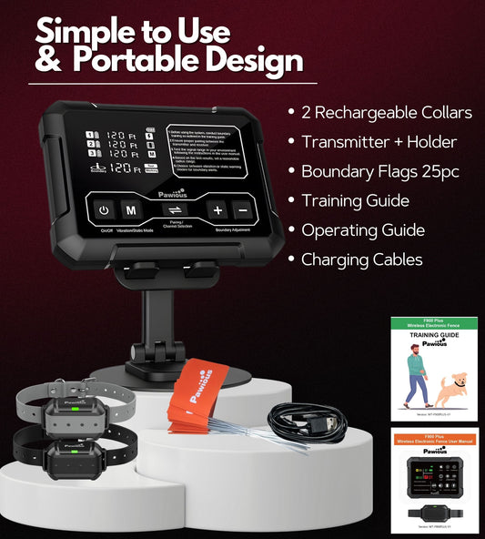 Wireless Dog Fence N5-F900 - High Precision, Set for 2 Dogs, Secure Up to 5 Acres, Perfect for Homeowners