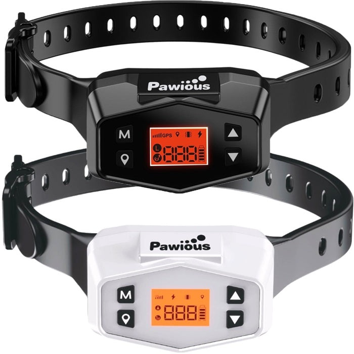 GPS Dog Fence F800 - Radius 33-1000 Yards, Rechargeable, 2 Dogs Set Black + White, Outdoor Use Only
