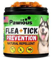 Prevención de pulgas y garrapatas para perros masticables - Hecho en EE. UU., 9 oz - Suplemento natural - Defensa contra plagas