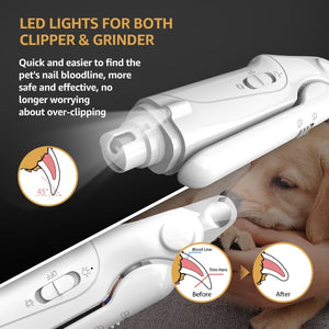 Nail Clipping Dog Toenail Clippers With Light 2-in-1 Pet Nail Grinder And Clippers Rechargeable, LED Light
