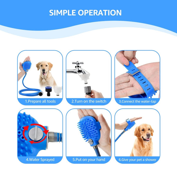 4 in 1 Dog Bath Brush Pro for Dog Washing, Scrubbing, Massaging & Grooming - Pawious