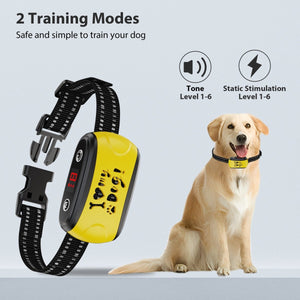 B300 Dog Bark Control Collar Yellow - Bark Control for Small Medium Large Dogs - Pawious