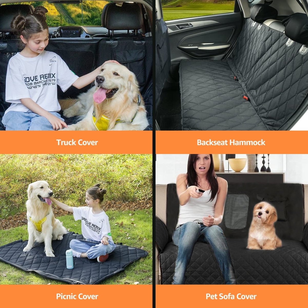 3 Dog Pet Supply Quilted Back Seat Protector - Large