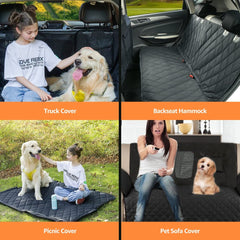 Dog Car Seat Cover, Waterproof Nonslip Pet Seat Cover for Back Seat, Mesh Visual Window, Heavy Duty - Pawious