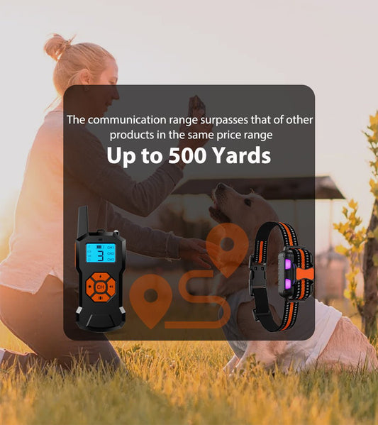 Dog Training Collar T503 - Rechargeable, Waterproof IPX7, 1500 ft (500 Yards) Range - Pawious