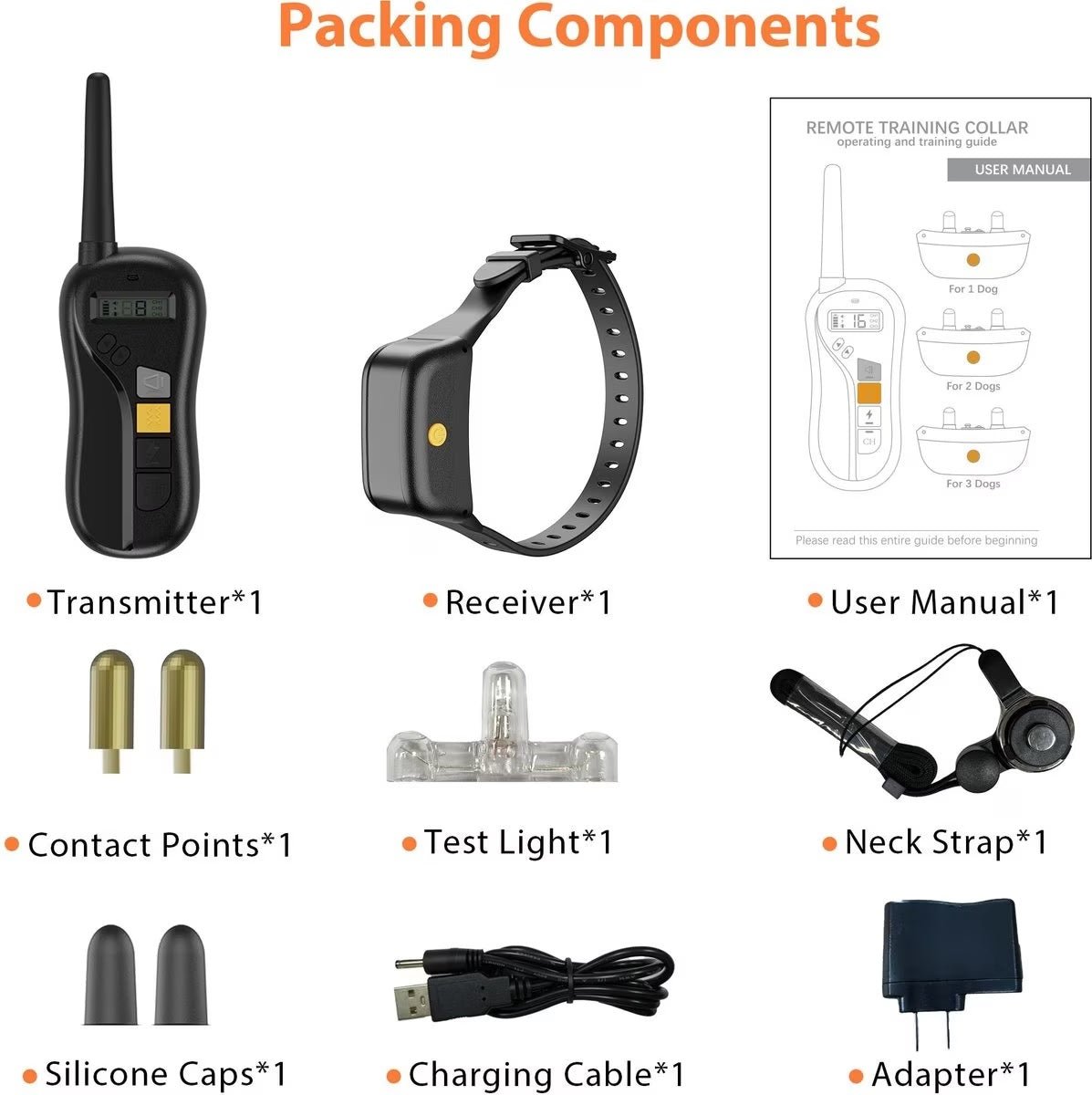 Dog Training Bark Collar Remote Control Trainer Waterproof Shock Rechargeable Dog Training Bark Collar Remote Control Trainer Waterproof Shock Rechargeable