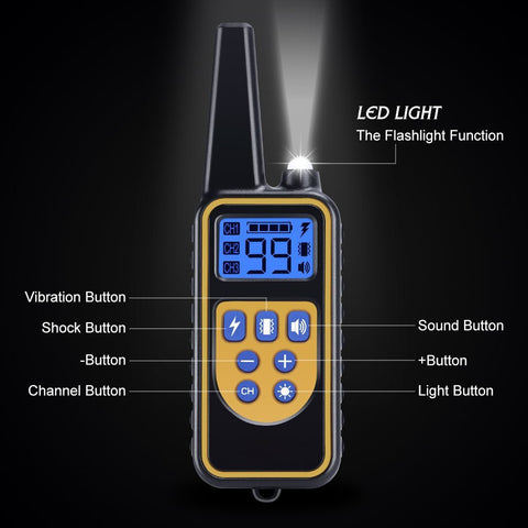 Image of Dog Training Collar T776 - Rechargeable, Long Range 2700ft, LED Light Mode - Pawious