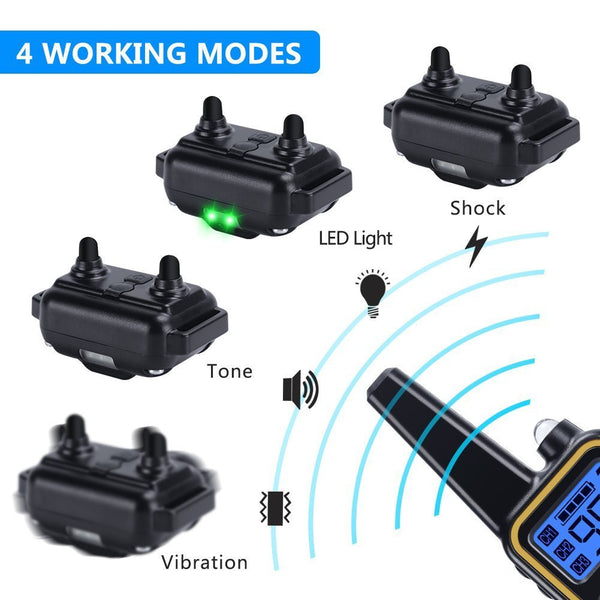 Dog Training Collar T776 - Rechargeable, Long Range 2700ft, LED Light Mode - Pawious