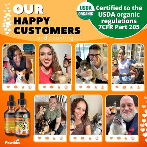 Hemp Oil for Dogs and Cats - USDA Organic, Large 2oz Bottle, Made in USA - Omega 3, 6 and 9, Vitamins A and E - Hip and Joint Support - Pawious