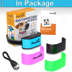 Small Dog Bark Collar - Humane No Shock, No Harmful Prongs, Rechargeable - for Small and Medium Dogs - Pawious