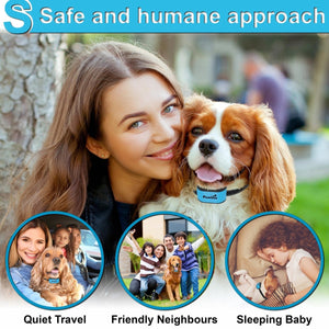 Small Dog Bark Collar - Humane No Shock, No Harmful Prongs, Rechargeable - for Small and Medium Dogs - Pawious