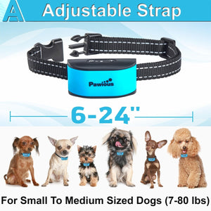 Small Dog Bark Collar - Humane No Shock, No Harmful Prongs, Rechargeable - for Small and Medium Dogs - Pawious