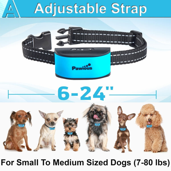 Small Dog Bark Collar - Humane No Shock, No Harmful Prongs, Rechargeable - for Small and Medium Dogs - Pawious