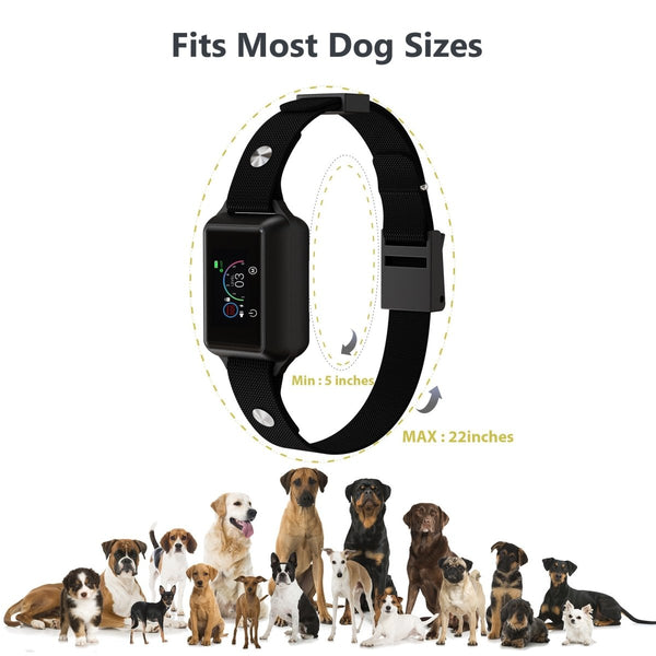 Smart Dog Bark Collar B800, 2 pack - Rechargeable, Waterproof IPX68, Small to Large Dogs, Adjustable 5-22in, Color Display - Pawious