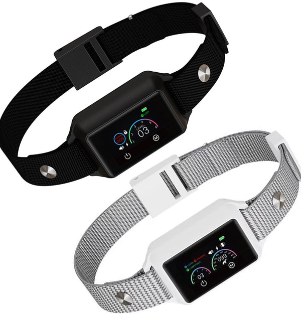 Smart Dog Bark Collar B800, 2 pack - Rechargeable, Waterproof IPX68, Small to Large Dogs, Adjustable 5-22in, Color Display - Pawious
