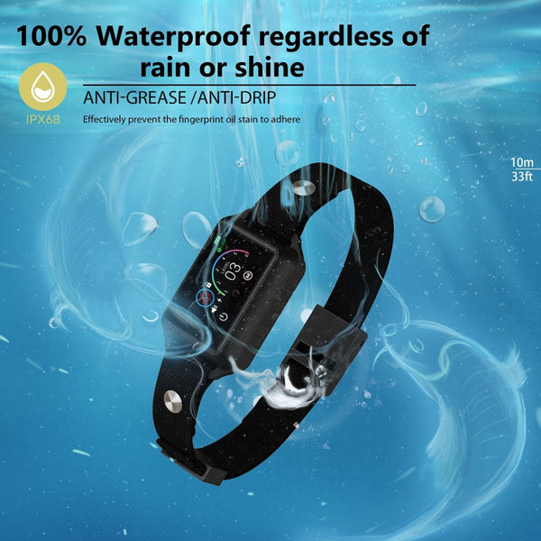 Smart Dog Bark Collar B800 Black - Rechargeable, Waterproof IPX68, Small to Large Dogs, Adjustable 5-22in, Color Display