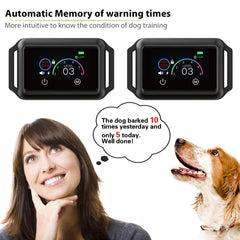Smart Dog Bark Collar B800 Black - Rechargeable, Waterproof IPX68, Small to Large Dogs, Adjustable 5-22in, Color Display