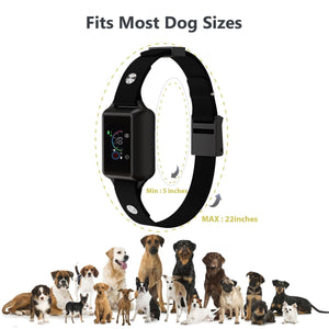 Smart Dog Bark Collar B800 Black - Rechargeable, Waterproof IPX68, Small to Large Dogs, Adjustable 5-22in, Color Display