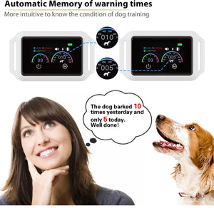 Smart Dog Bark Collar B800 Grey - Rechargeable, Waterproof IPX68, Small to Large Dogs, Adjustable 5-22in, Color Display - Pawious