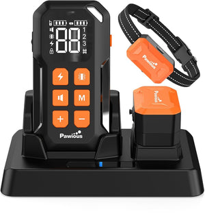 Wireless Dog Fence TZ-F381, 2-in-1 Fence & Dog Training Collar - with Charging Station, 1 Dog Set, Orange - Pawious